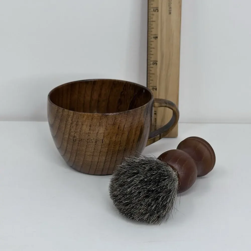 Grandslam Hardwood Shaving Cup And Bristle Brush